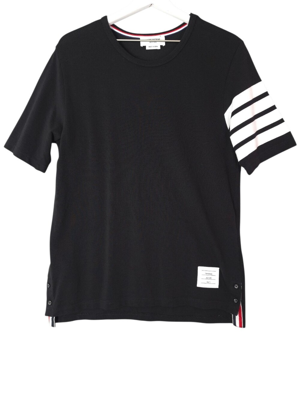 Thom Browne Black 4-Bar Knit Crew T-Shirt